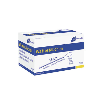 Wattestäbchen, steril, 15 cm, grosser Kopf, 100 x 2 Stück