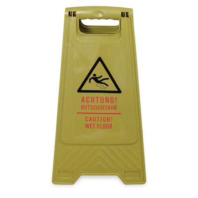 Warnschild „Achtung Rutschgefahr / Caution Wet Floor“, in deutscher und englischer Sprache, 64 x 30 cm, aus Recyclingmaterial, 1 Stück