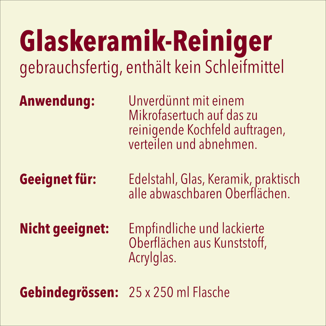 Glaskeramik Kochfeld Reiniger, 25 x 250 ml