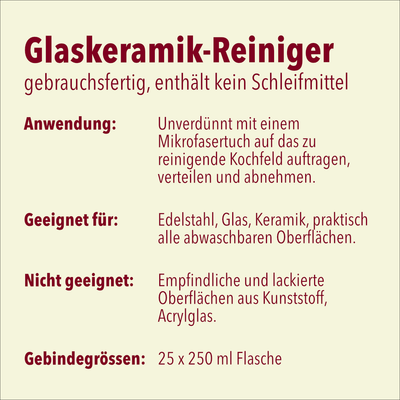 Glaskeramik Kochfeld Reiniger, 25 x 250 ml