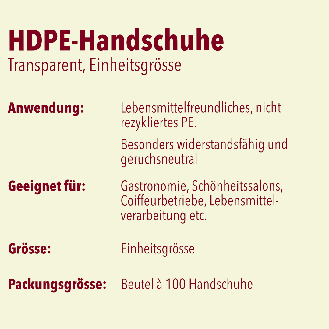 HDPE Handschuhe, transparent, Beutel à 100 Stück