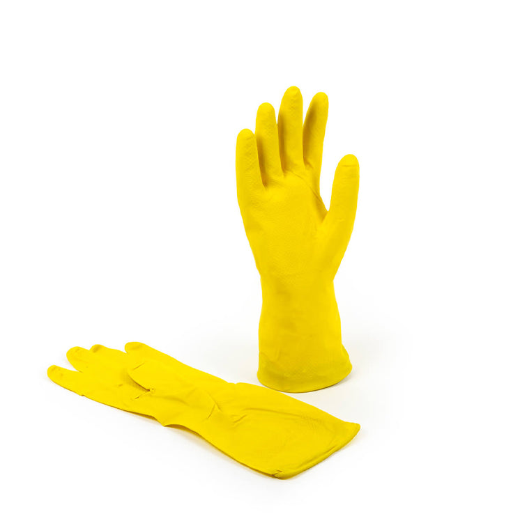 Gants de ménage en latex, jaunes, taille XL, 12 paires