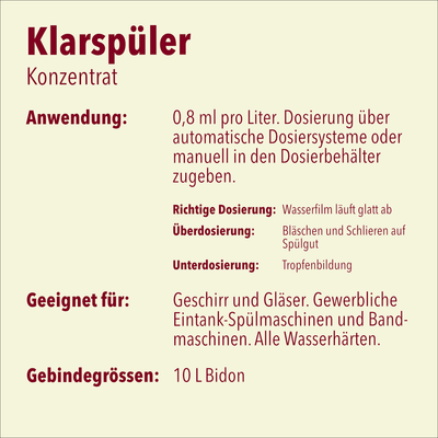 Klarspüler für Gläser und Geschirr, gewerblich, 10 Liter