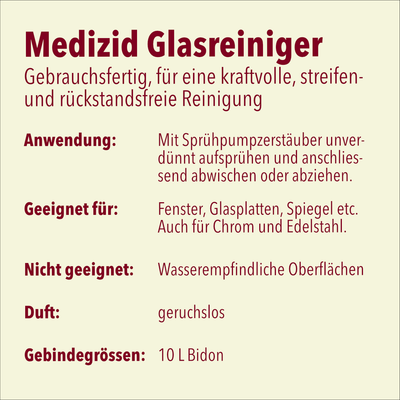 Glasreiniger MEDIzid© O4, 10 Liter,