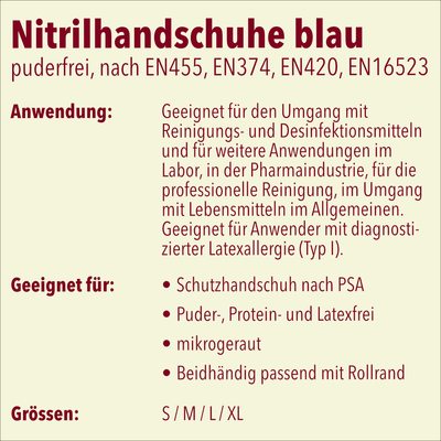 Untersuchungshandschuh NextGen® EN 455, Nitril blau, puderfrei, 100 Stück