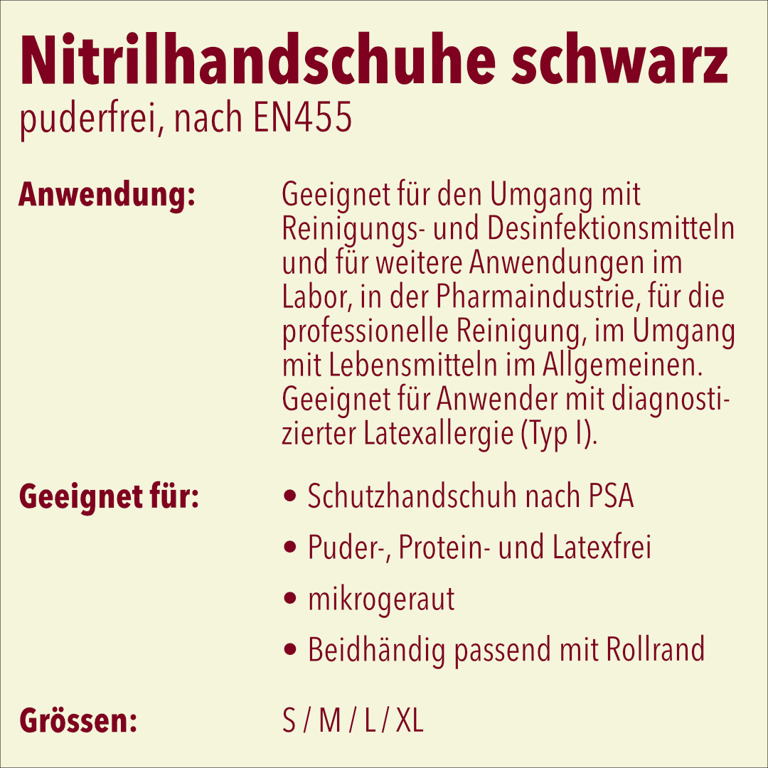 Gants en nitrile, non poudrés noirs, EN455, boîte de 100 pièces 