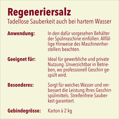 Regeneriersalz für Spülmaschinen, pH-Wert 7, 2 kg