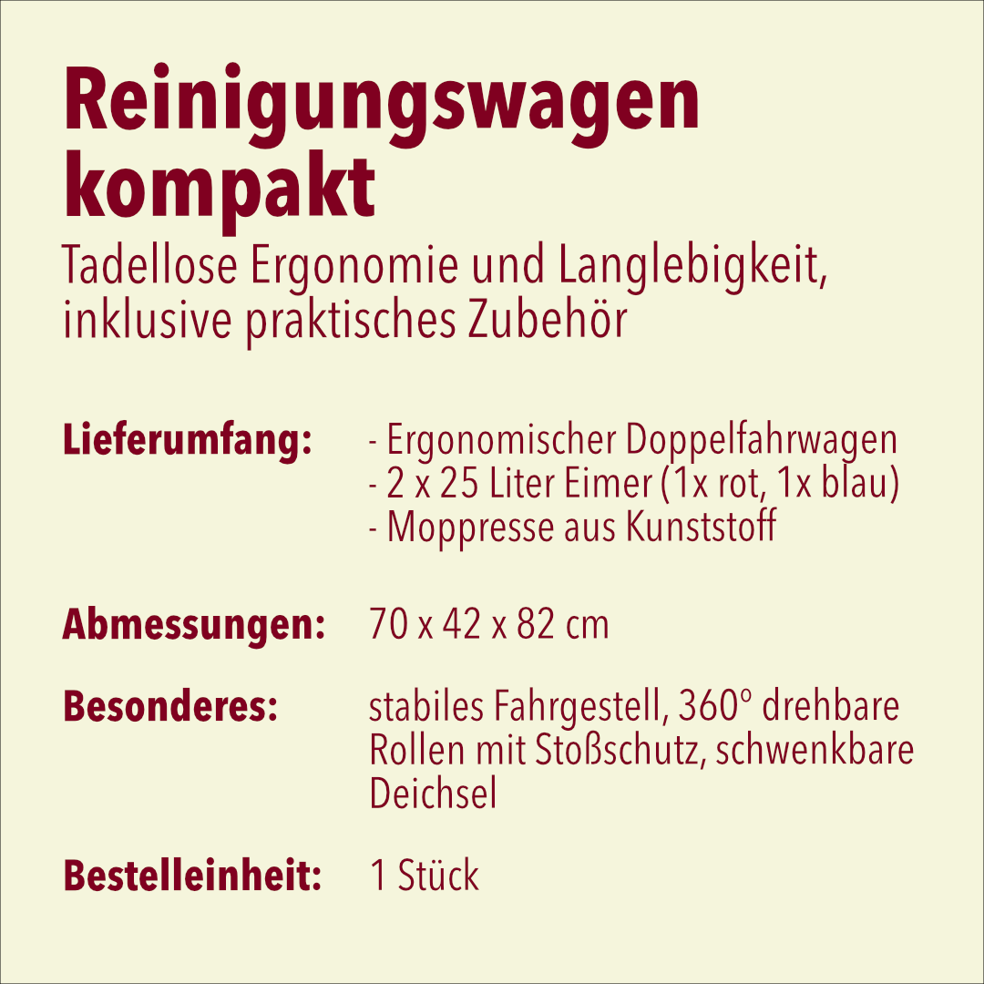 Reinigungswagen, 2 x 25 Liter Eimer, mit Mopp-Presse