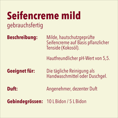 Seifencreme aus pflanzlichen Rohstoffen, rosa, 10 Liter