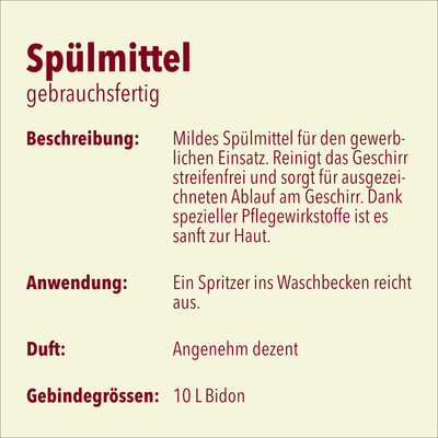 Spülmittel, gelb, ph 6-7, 10 Liter