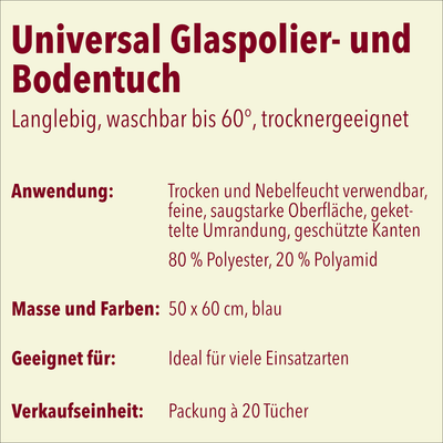 Universal-Glaspolier- und Bodentuch, 50 x 60 cm, 20 Stück